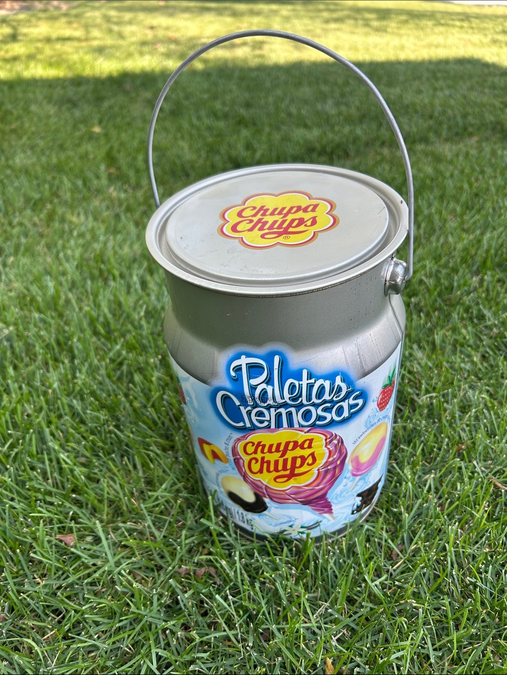 Silver Paletas Cremosas Decorative Tin Canister Chupa Chups